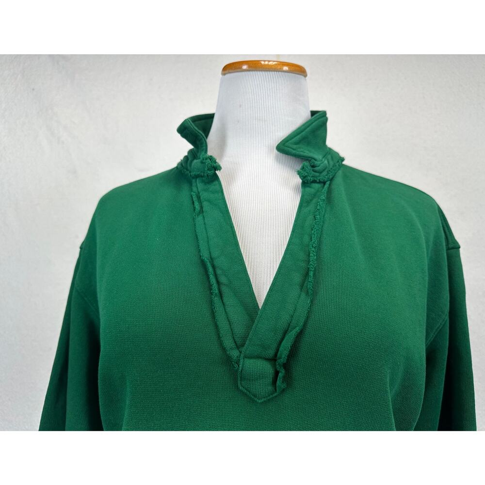 Frank & Eileen Patrick Popover Henley in Clover Green SZ L Cotton Triple Fleece - Picture 2 of 9